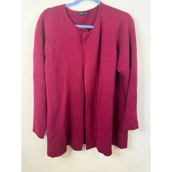 Large Eileen Fisher deconstructed cardigan rust open front Fall jacket NICE - Picture 1 of 7